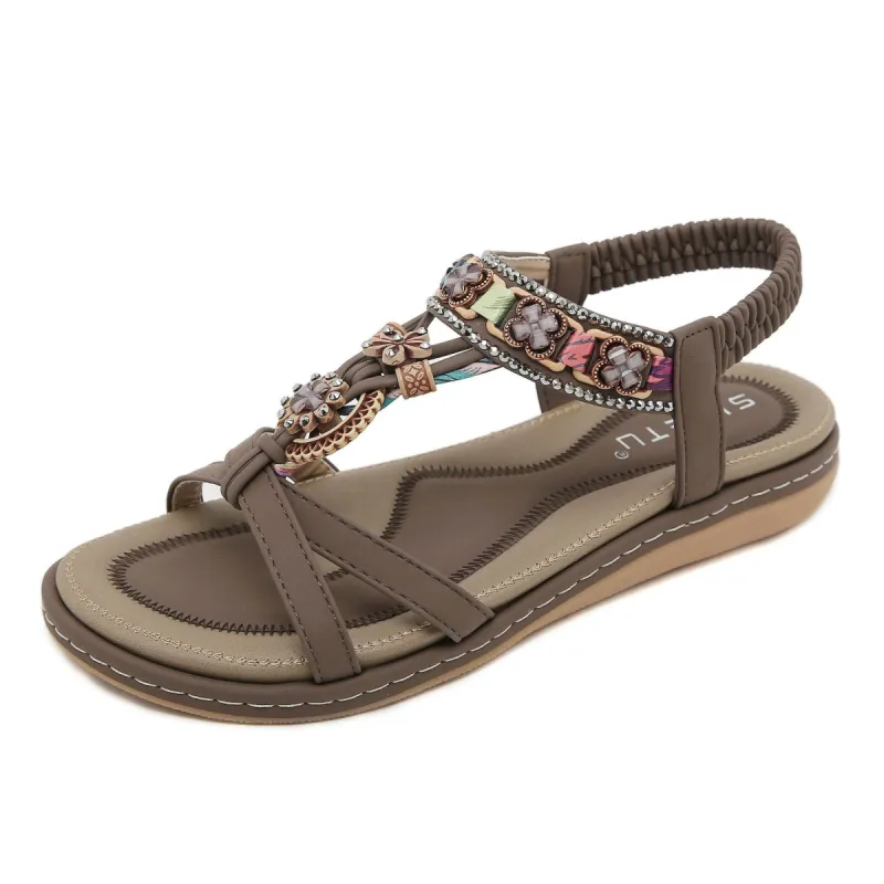 Floral Comfortable Casual Beach Flat Sandals sold by superladystar