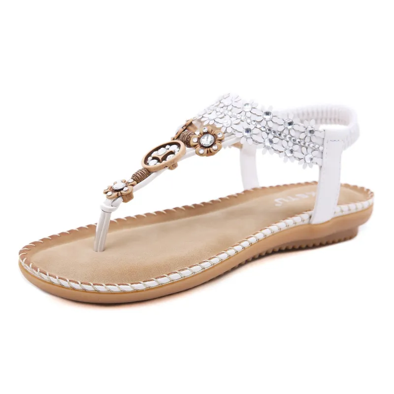 Bohemian Beaded Retro Beach Sandals sold by superladystar