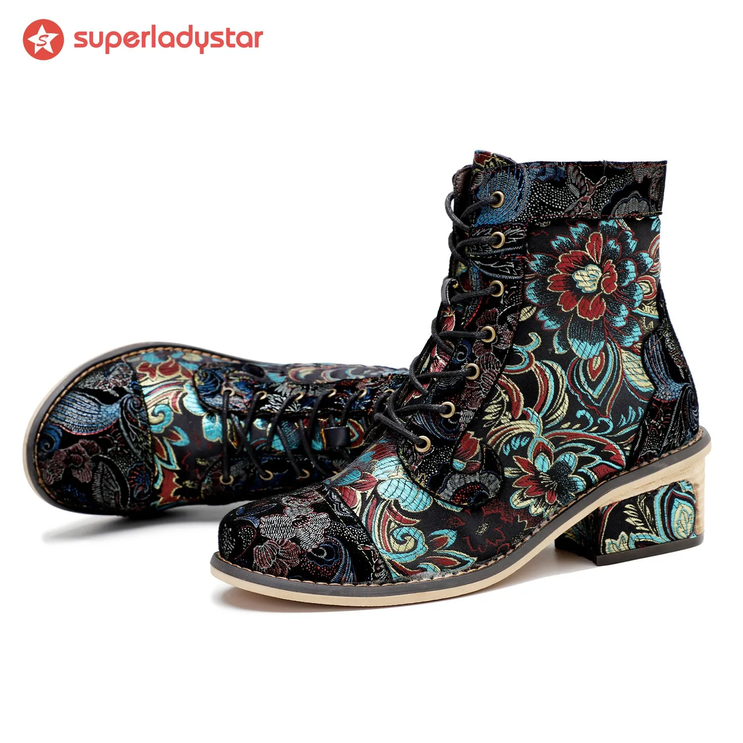 Vintage Handmade Stunning Floral Ankle Boots sold by superladystar product image thumbnail 3