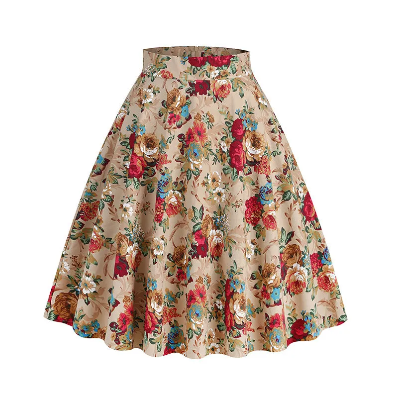 Vintage Printed Elegant Midi Skirt sold by superladystar