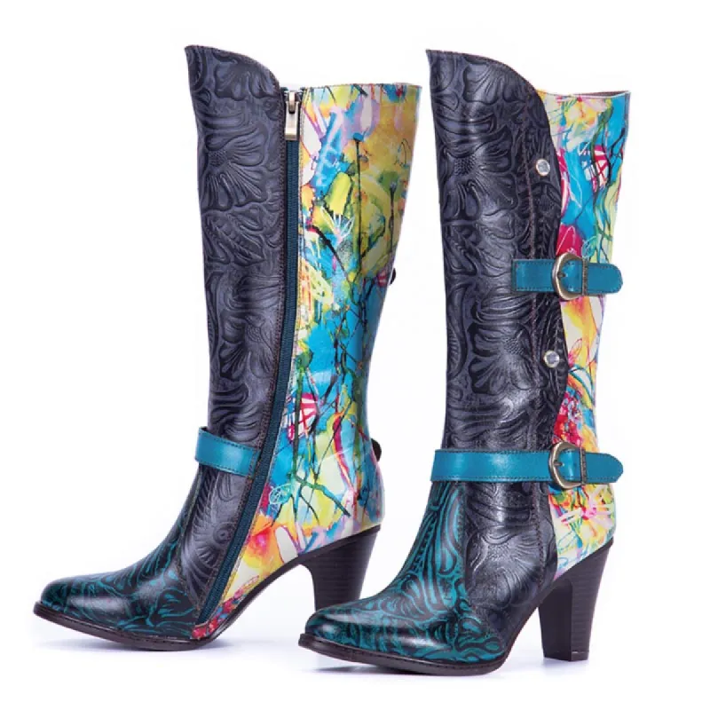 Colorful Stitching Full Mid Calf Boots sold by superladystar