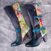 Colorful Stitching Full Mid Calf Boots sold by superladystar