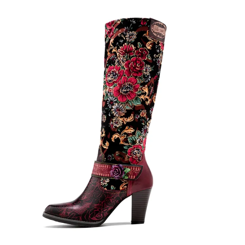 Handmade Floral Embossed Embroidery Elegant Boots sold by superladystar