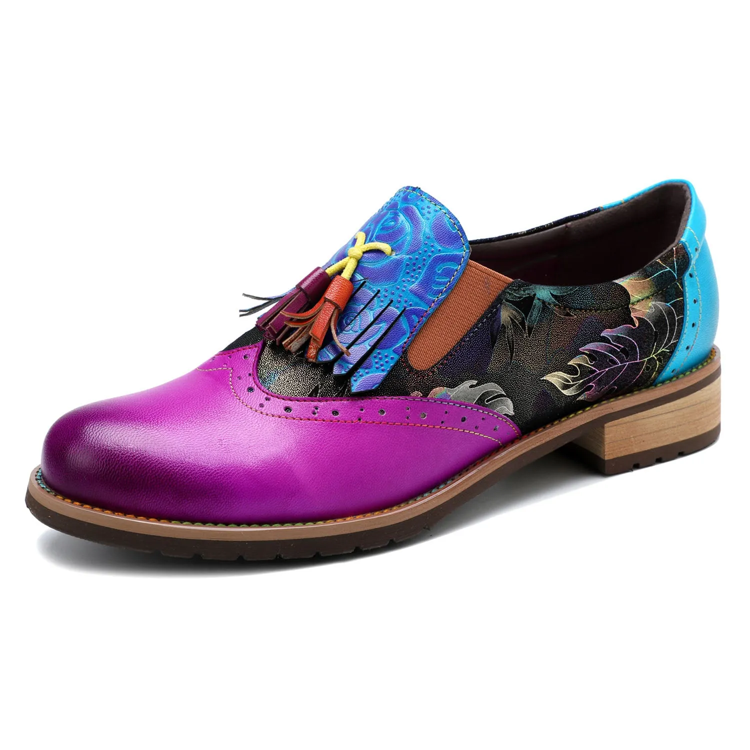 Bohemian Painted Brogue Genuine Leather Shoes sold by superladystar product image thumbnail 5