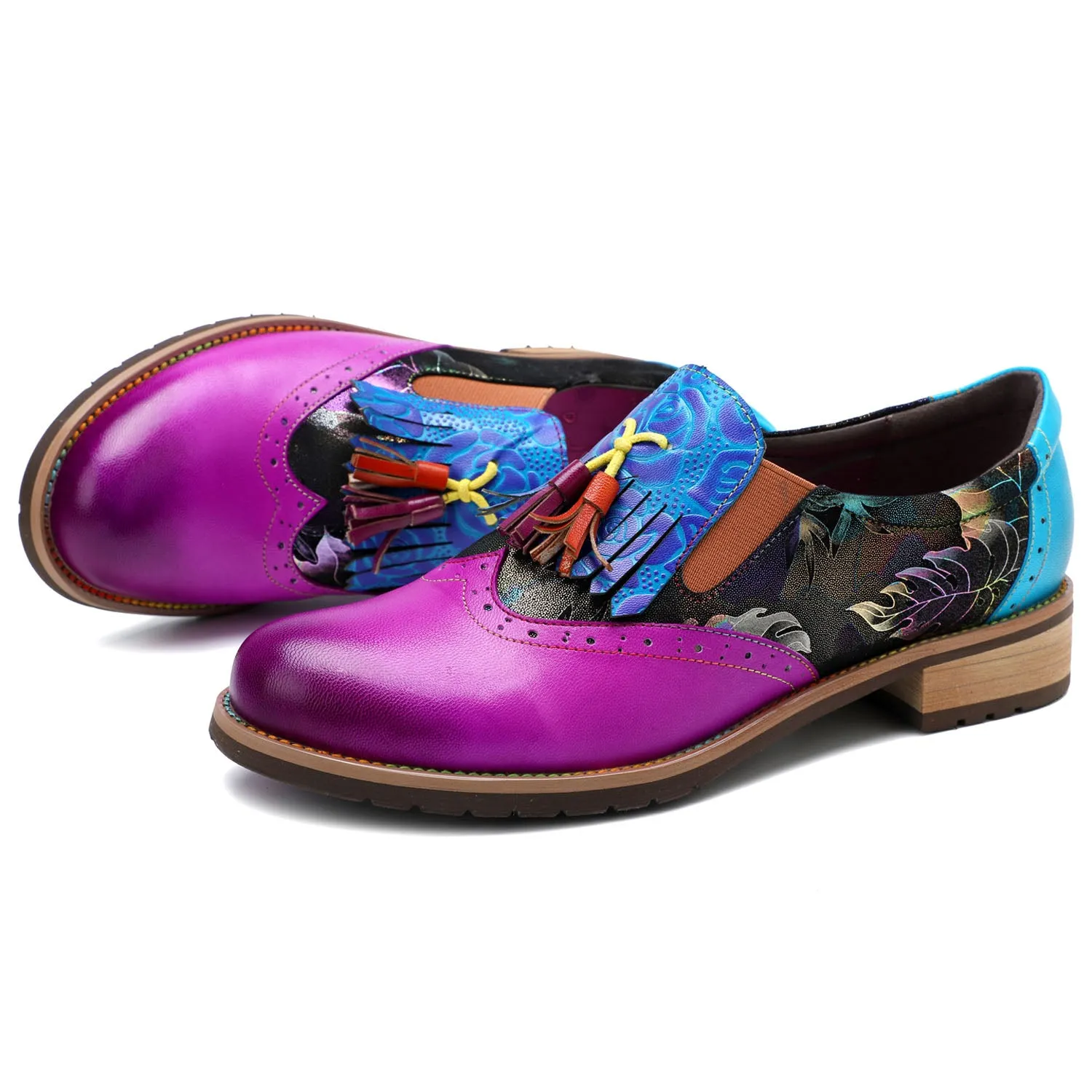 Bohemian Painted Brogue Genuine Leather Shoes sold by superladystar product image thumbnail 3