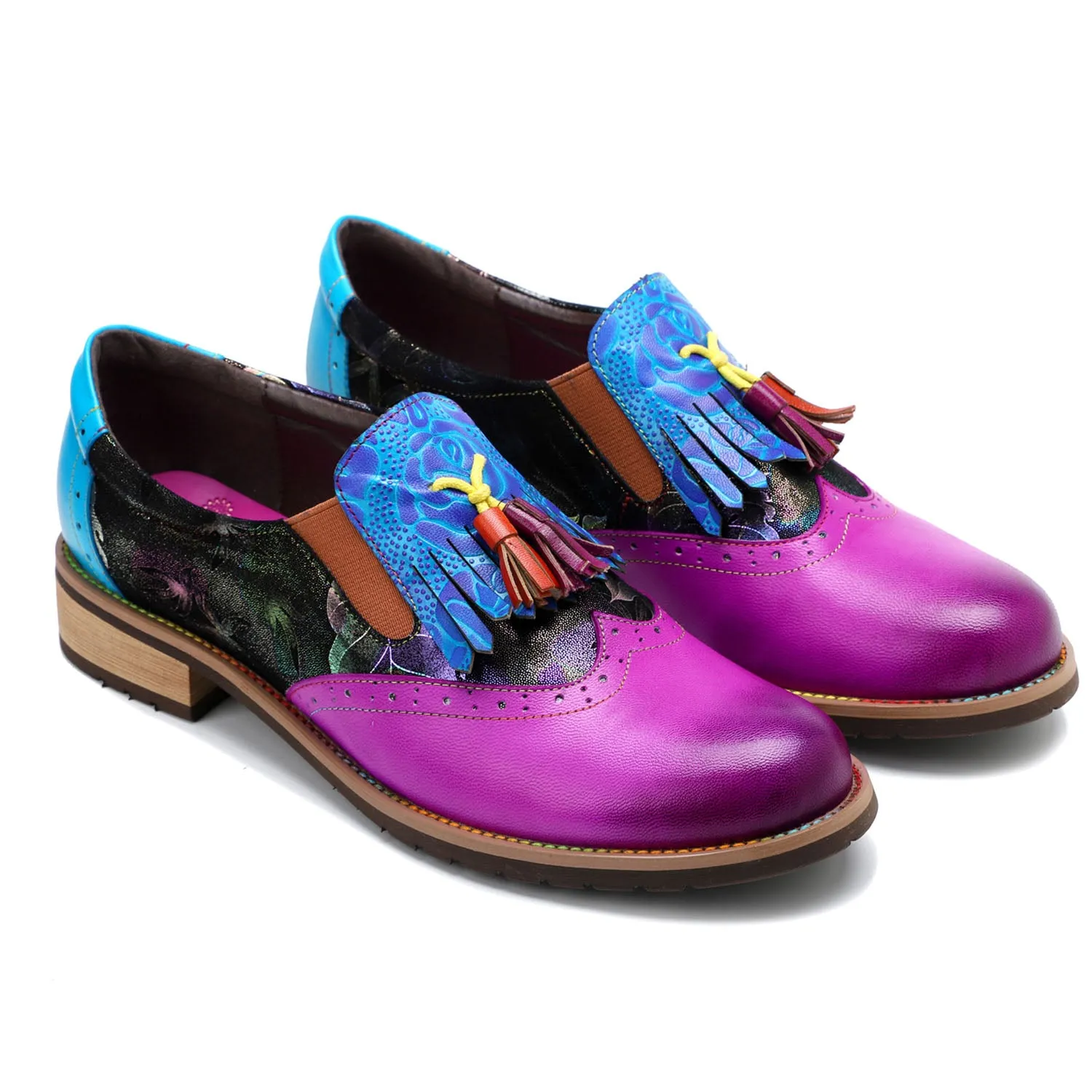 Bohemian Painted Brogue Genuine Leather Shoes sold by superladystar product image thumbnail 4