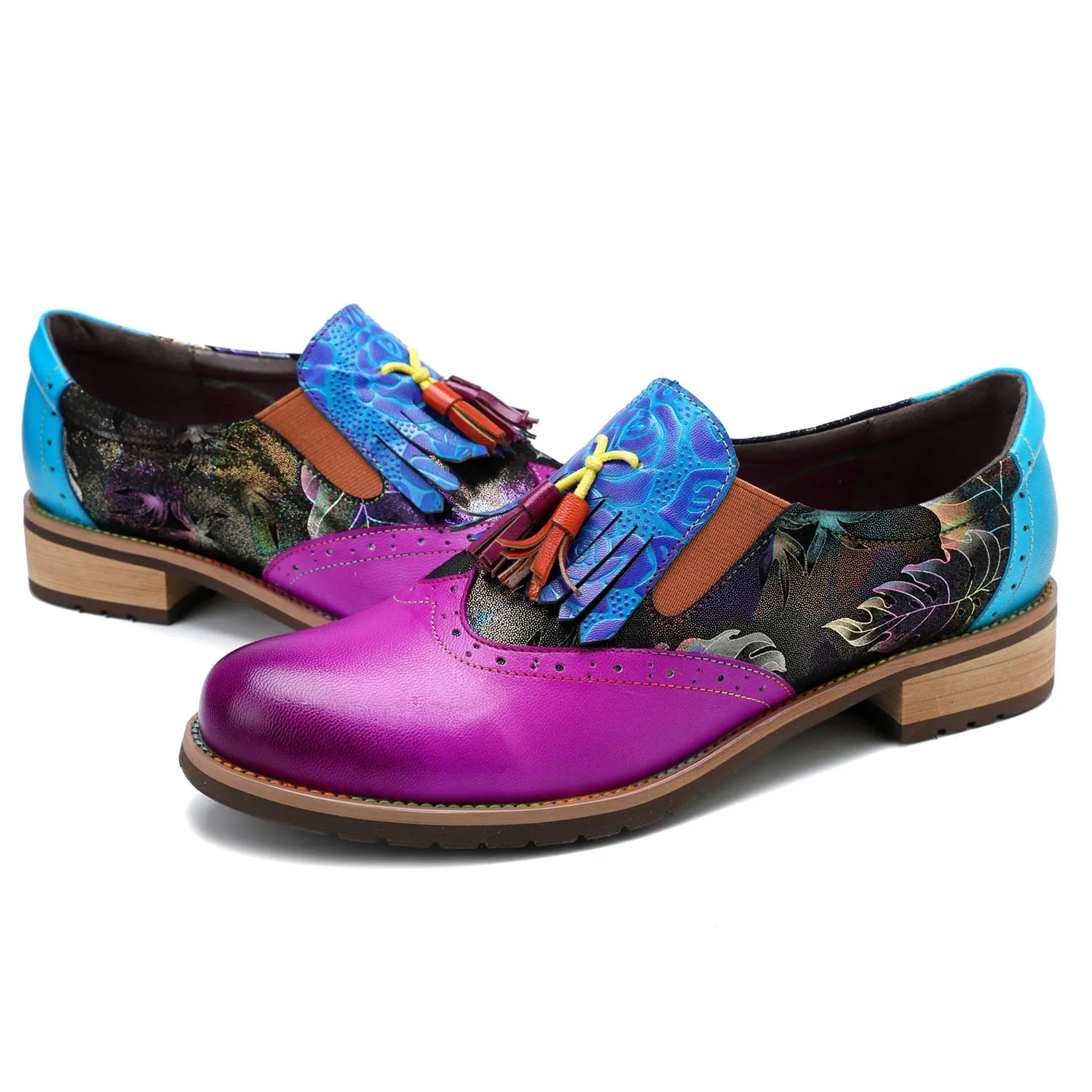 Bohemian Painted Brogue Genuine Leather Shoes sold by superladystar product image thumbnail 2