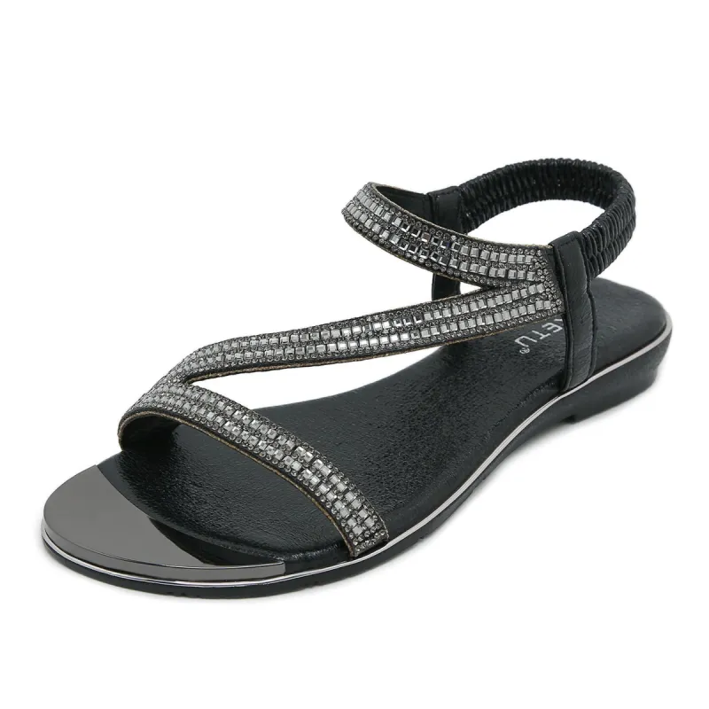 Chic Comfort Flat Sandals with Open Toes and Elastic Bands sold by superladystar