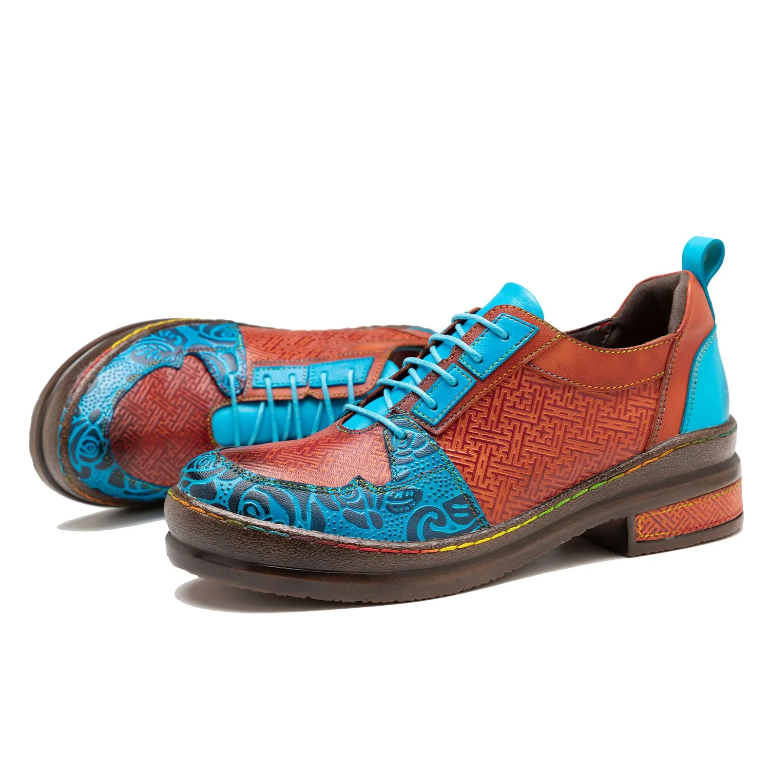 Handmade Leather Embossed Flat Shoes sold by superladystar product image thumbnail 3