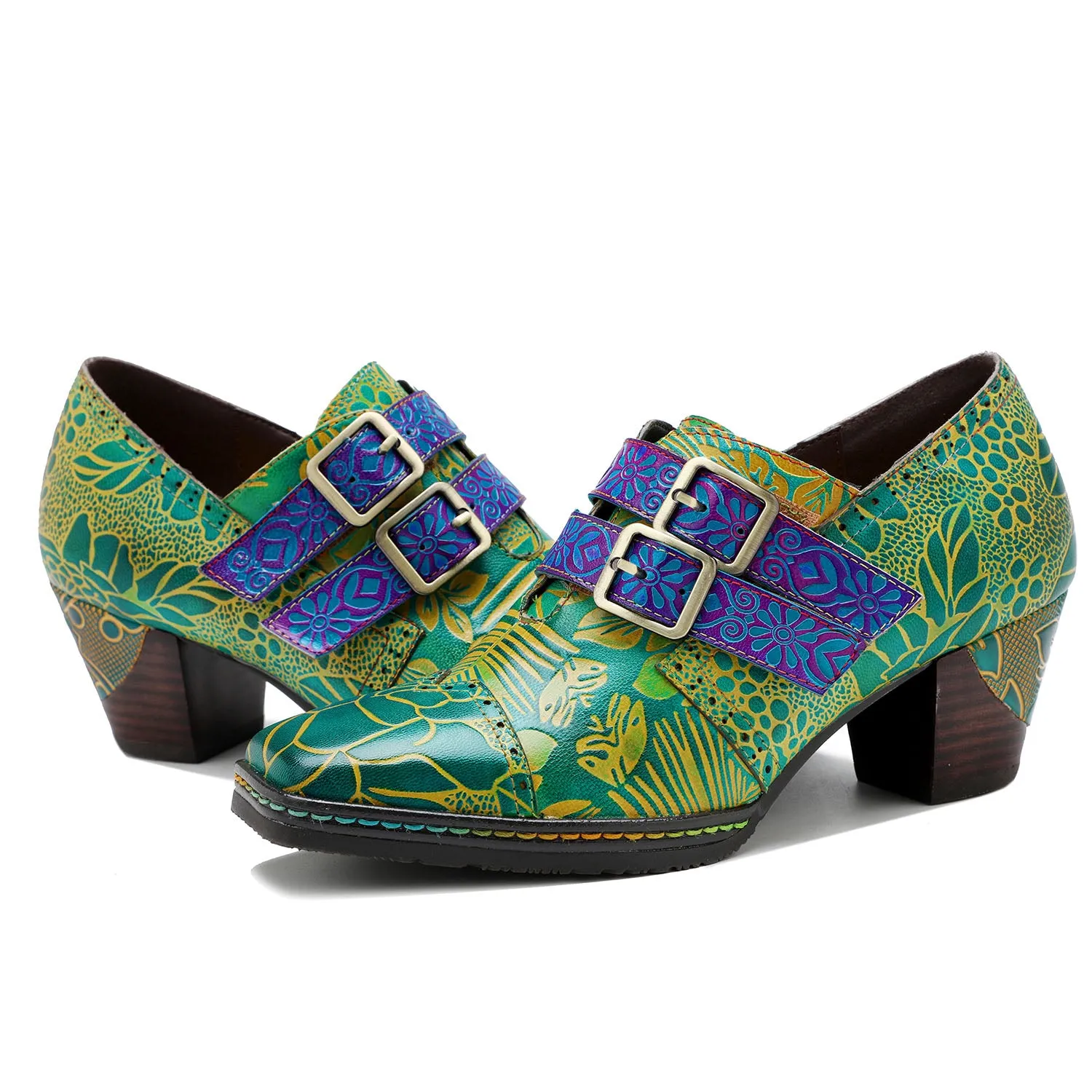 Handmade Leather Printed Pumps sold by superladystar product image thumbnail 2