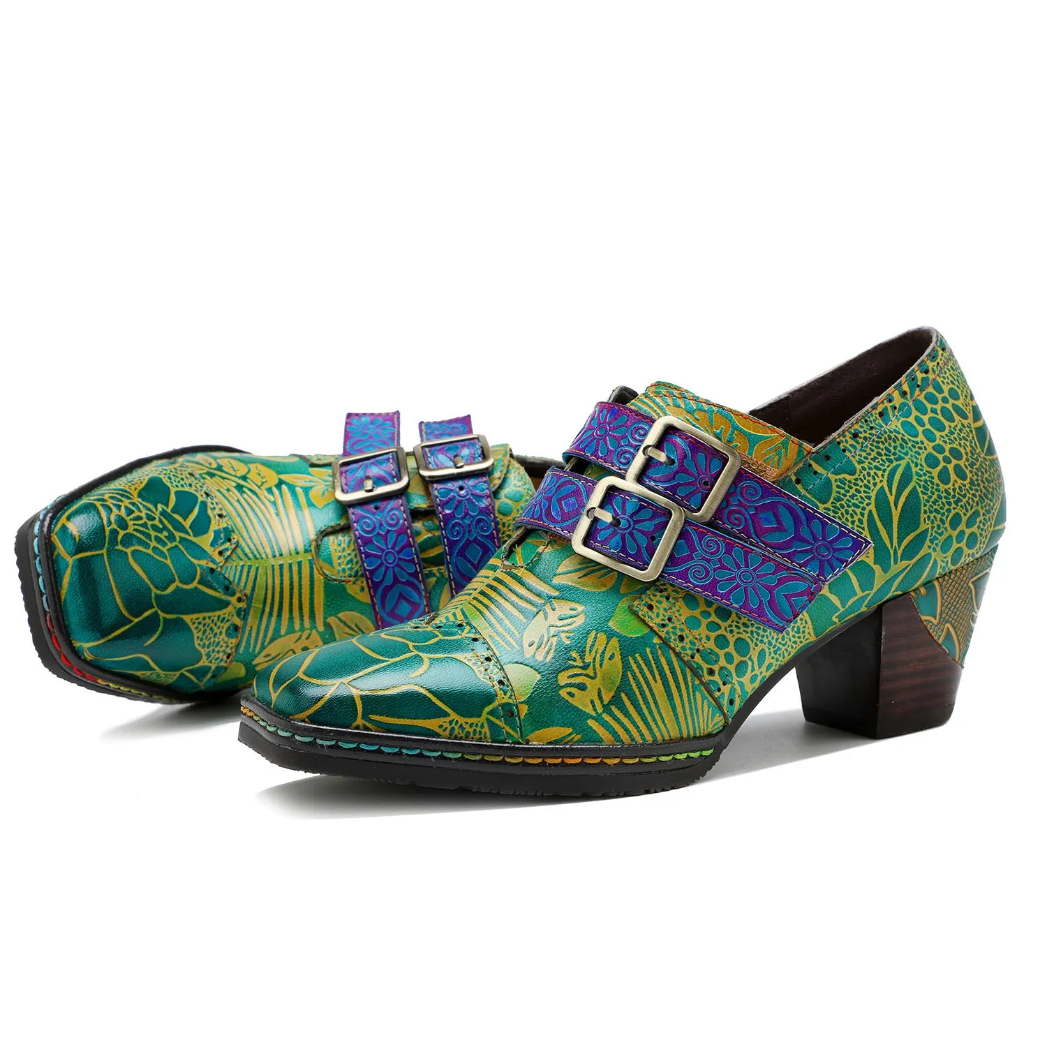 Handmade Leather Printed Pumps sold by superladystar product image thumbnail 3