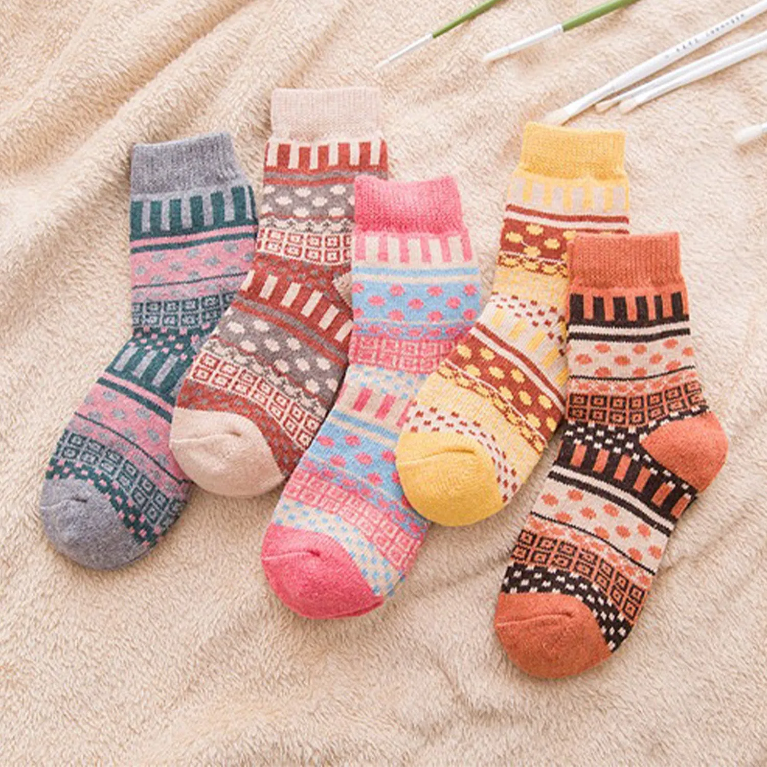 Thick Warm Wool Dot Ethnic Socks sold by superladystar