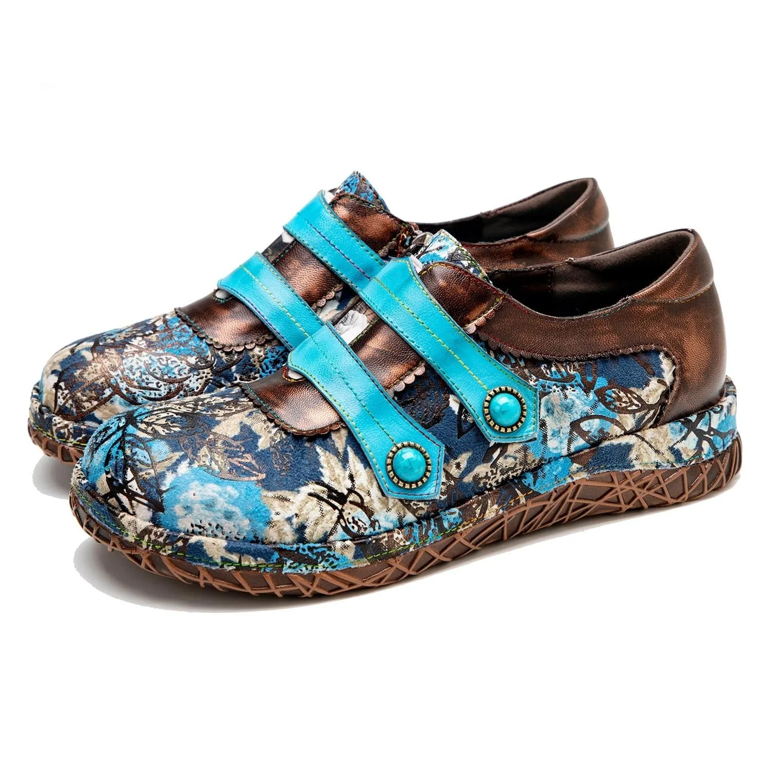 Hand-painted Comfy Casual Floral Flat Shoes sold by superladystar