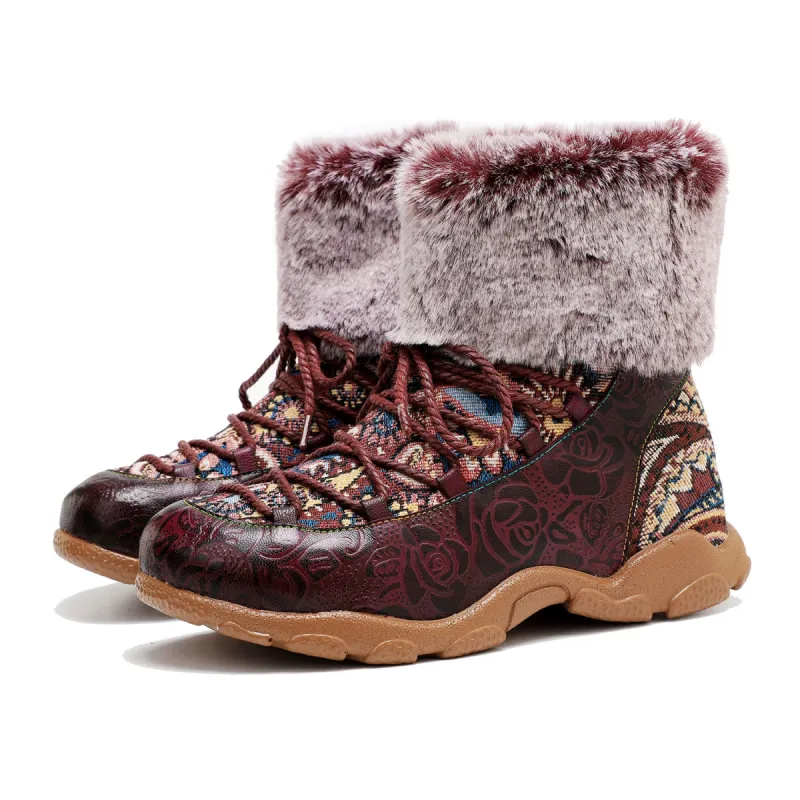 Vintage Fur Collar Warm Flat Ankle Boots sold by superladystar