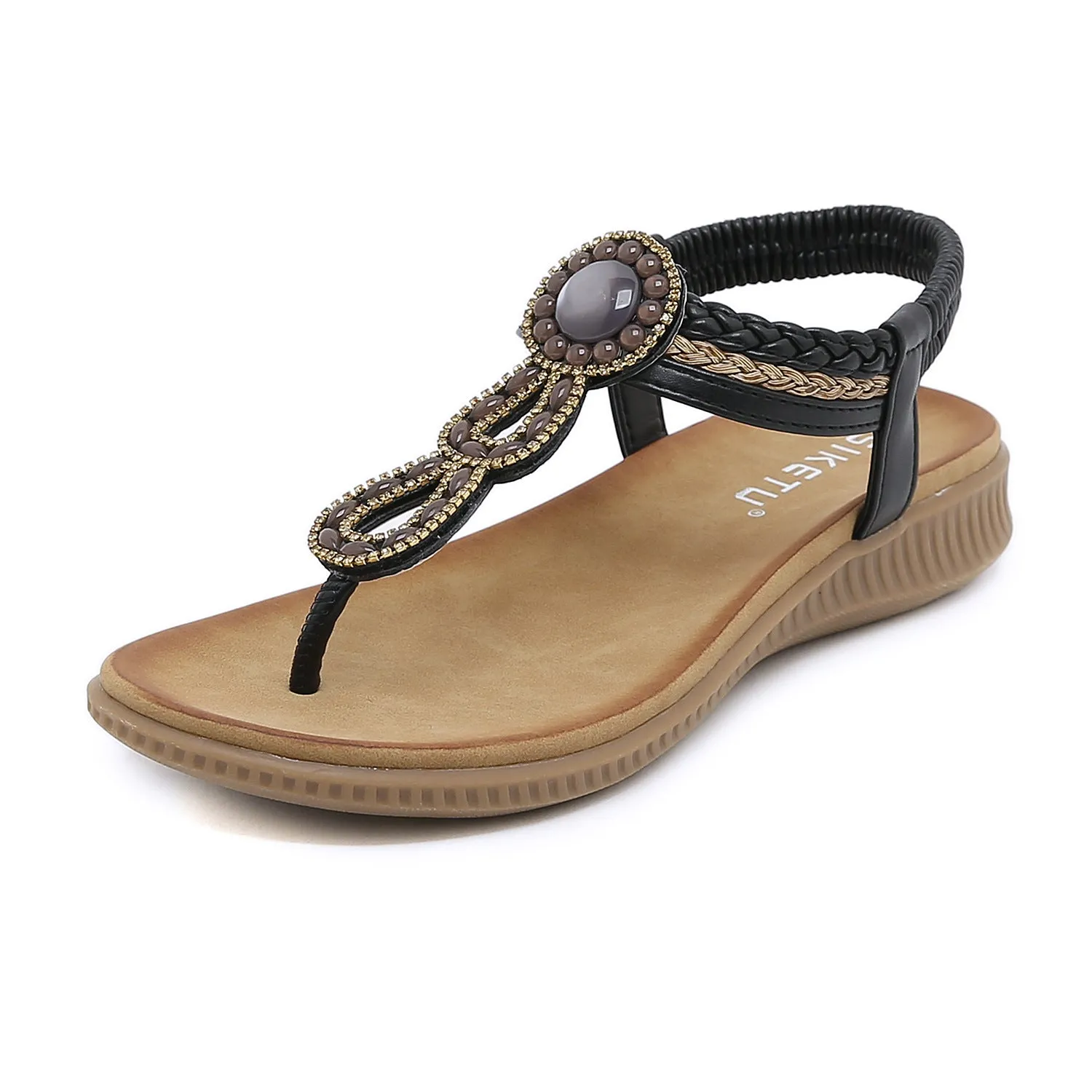 Bohemian Rhinestone Comfortable Round Toe Vacation Sandals sold by superladystar product image thumbnail 5