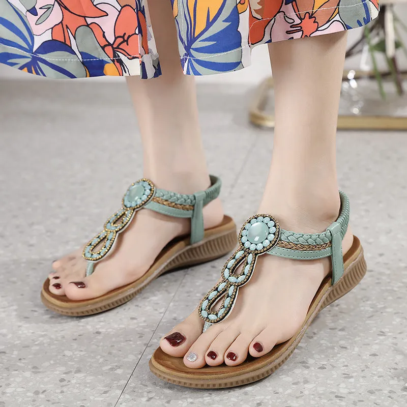 Bohemian Rhinestone Comfortable Round Toe Vacation Sandals sold by superladystar product image thumbnail 2