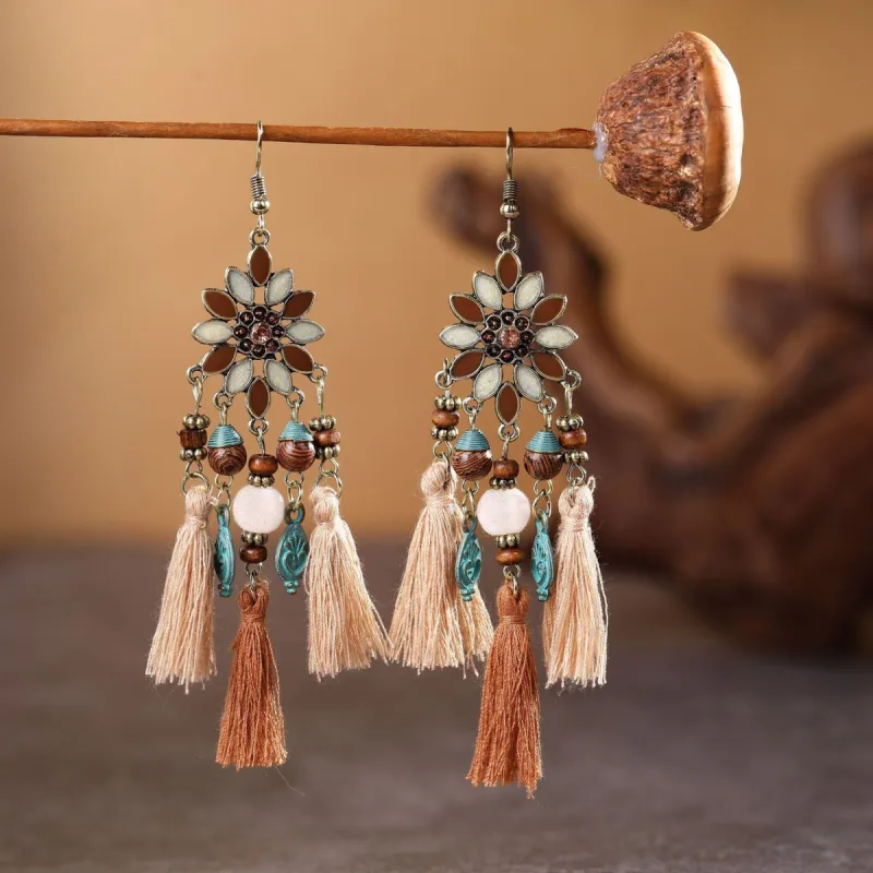 Bohemian Fashion Flower Tassel Earrings sold by superladystar