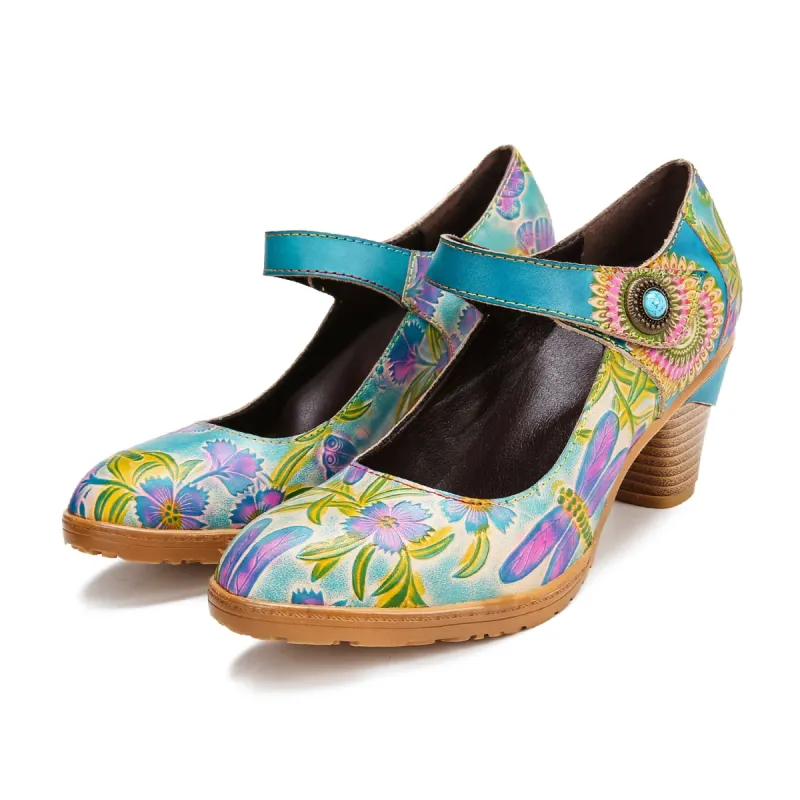 Vintage Hand-Painted Artistic Refreshing High Heels sold by superladystar