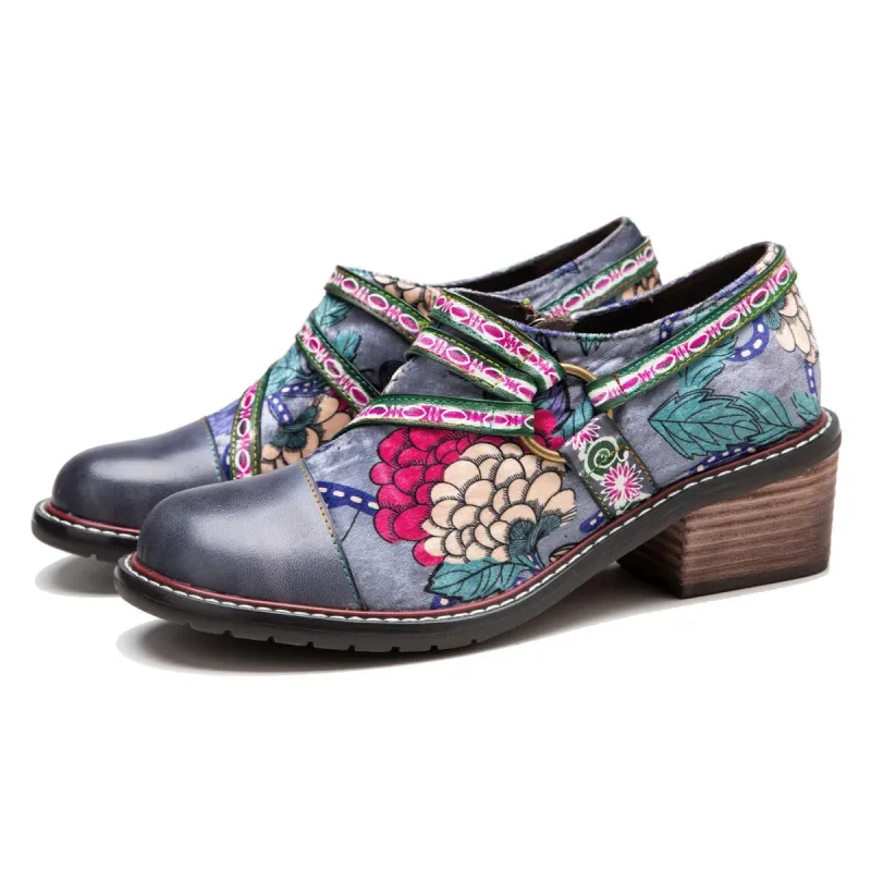 Hand Painted Leather&Velvet Panels Flat Boots sold by superladystar