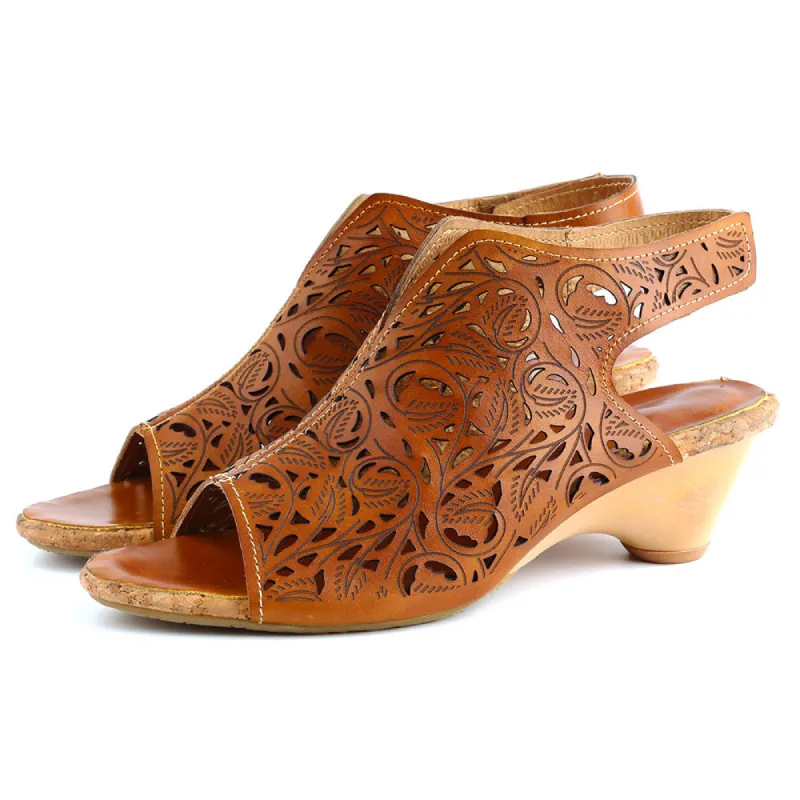 Retro Handmade Velcro Leather Sandals sold by superladystar