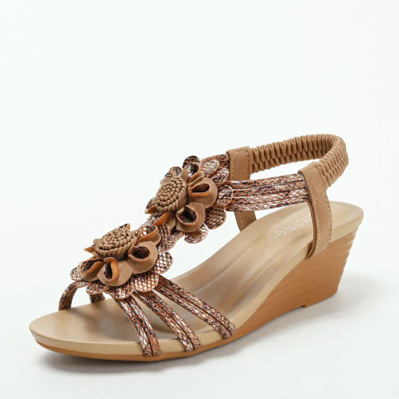 Retro Wedge Flower Comfortable Sandals sold by superladystar