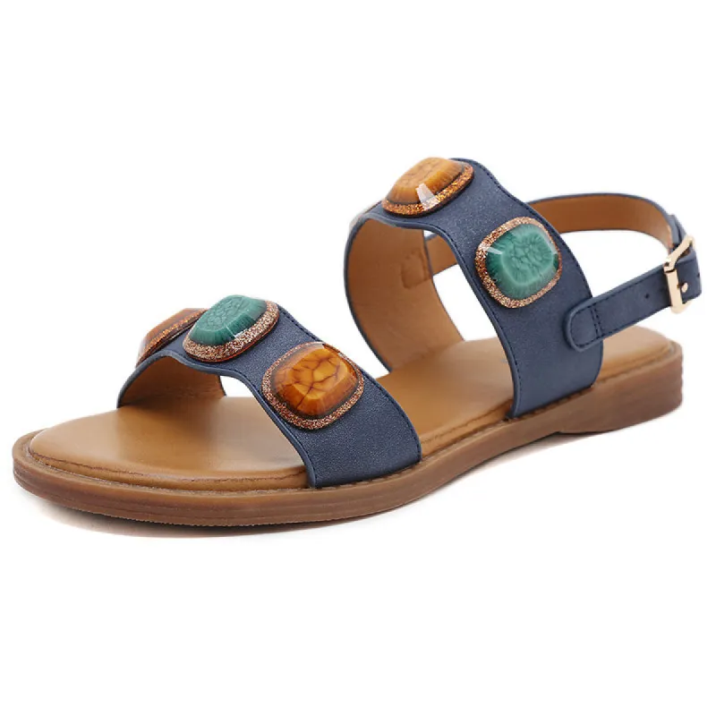 Comfortable Jewel Fashion Metal Buckle Sandals sold by superladystar