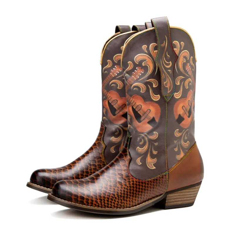 Fish Pattern Cowboy Boots sold by superladystar