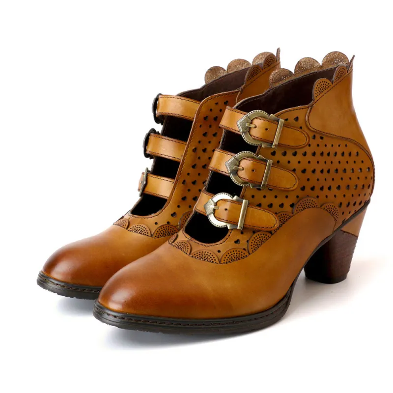 Retro Hollow Handmade Middle Heel Pumps sold by superladystar