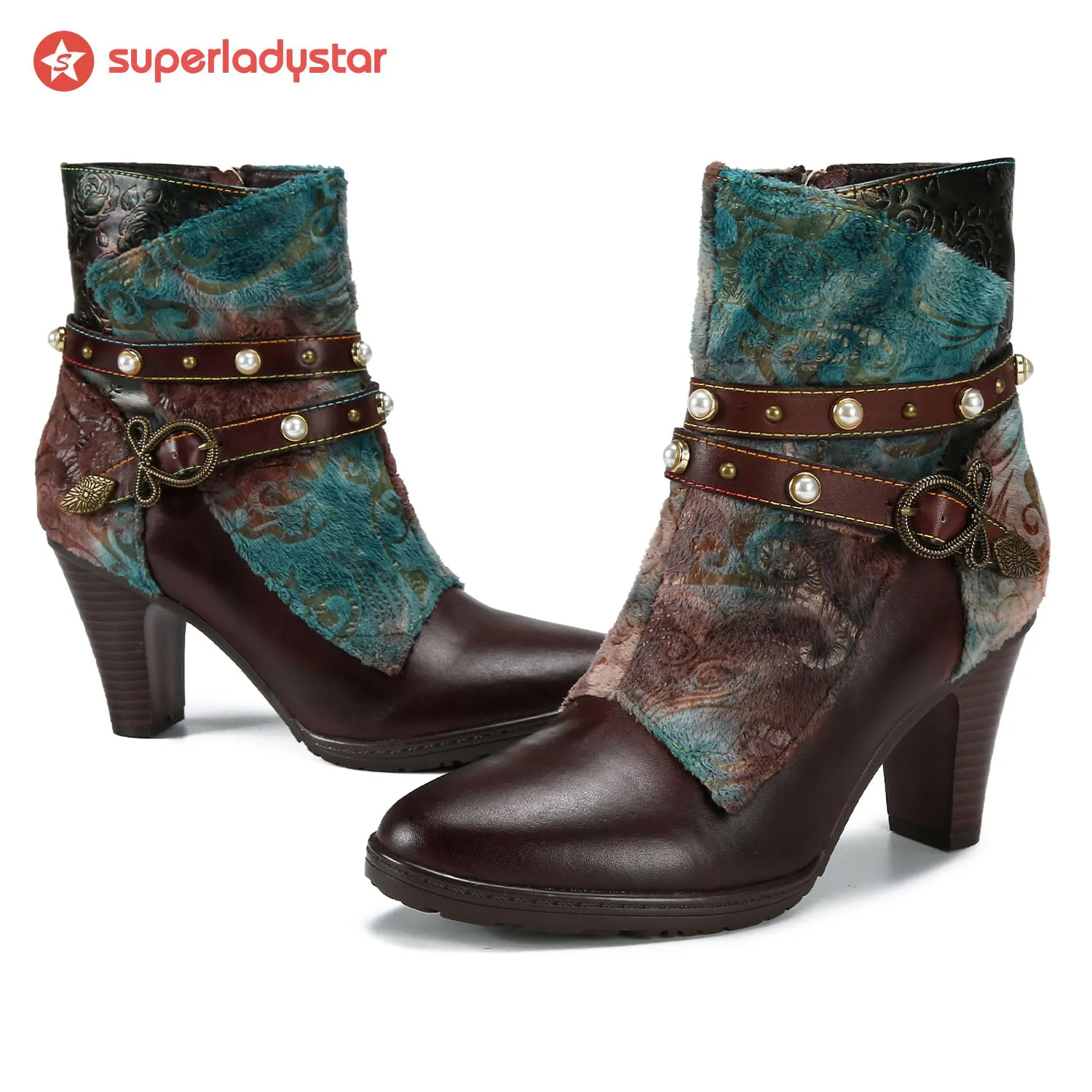 Vintage Handmade Luxe Art Decor High Heel Ankle Boots sold by superladystar product image thumbnail 2