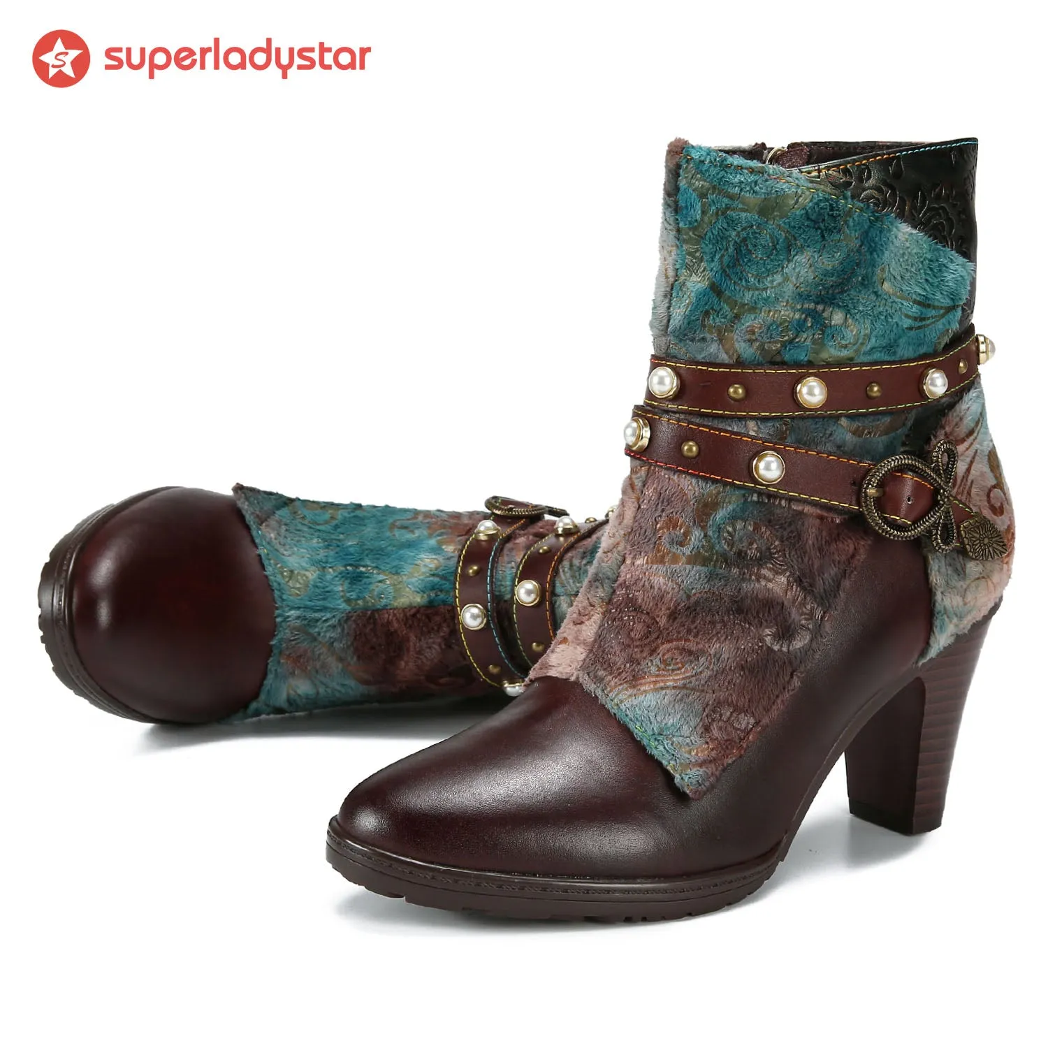Vintage Handmade Luxe Art Decor High Heel Ankle Boots sold by superladystar product image thumbnail 3