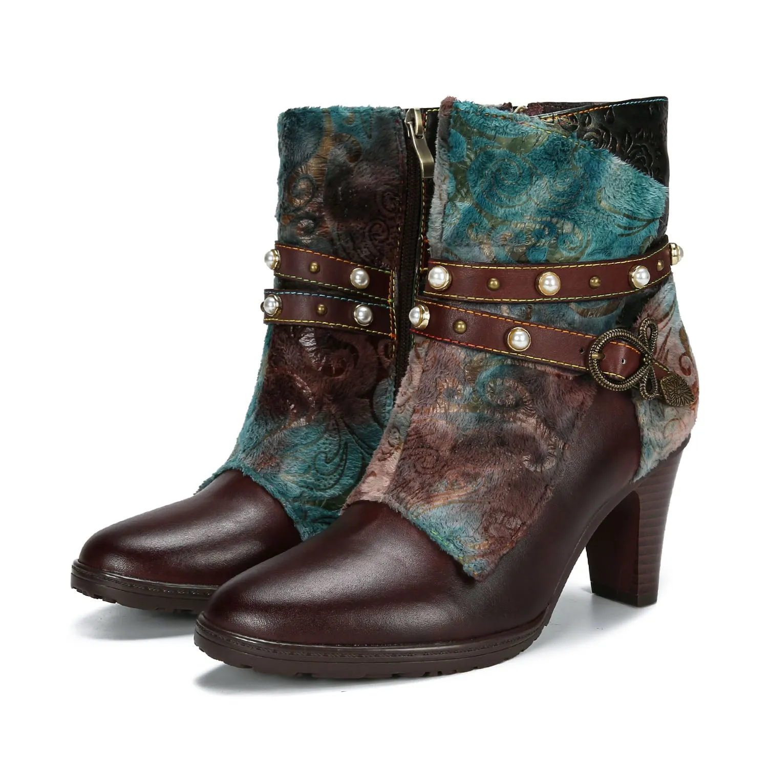 Vintage Handmade Luxe Art Decor High Heel Ankle Boots sold by superladystar