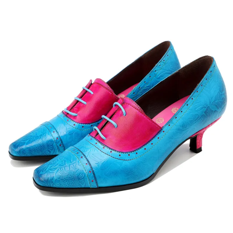 Hand-embossed Leather Low Heels sold by superladystar