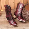 Retro Pointed Handmade Printed Boots sold by superladystar