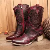 Retro Pointed Handmade Printed Boots sold by superladystar