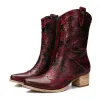 Retro Pointed Handmade Printed Boots sold by superladystar