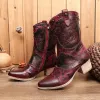 Retro Pointed Handmade Printed Boots sold by superladystar