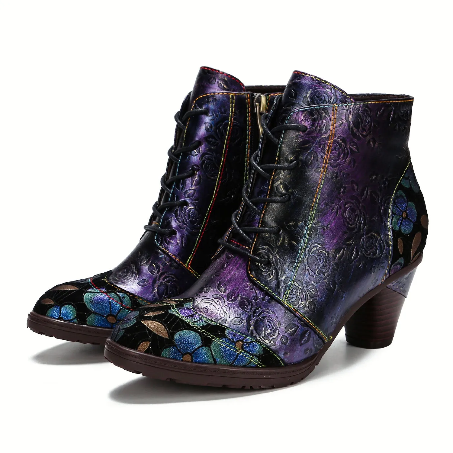 Retro Leather Embossed Comfy Ankle Boots sold by superladystar