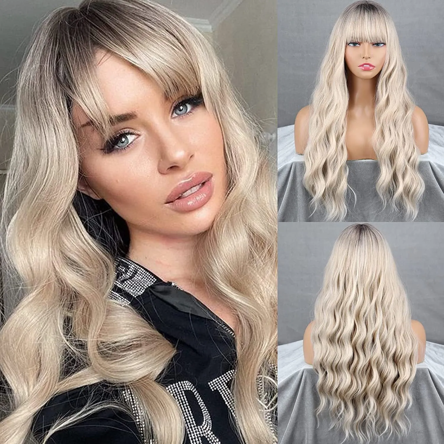 Ombre Blonde Women's Long Curly Wig sold by superladystar product image thumbnail 5