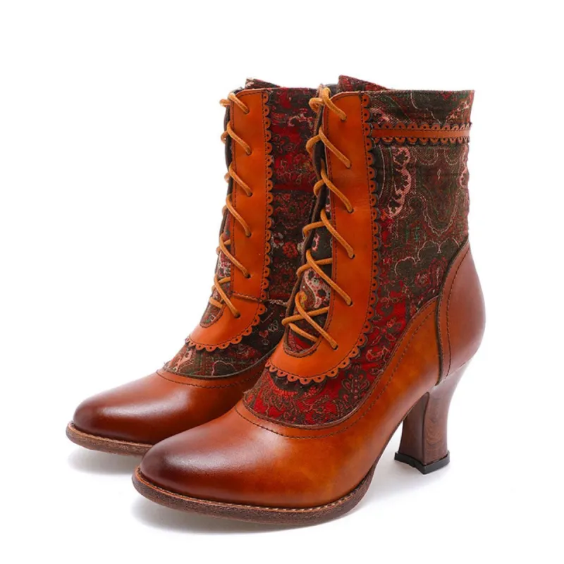 Brogues Handmade Leather High-heel Boots sold by superladystar