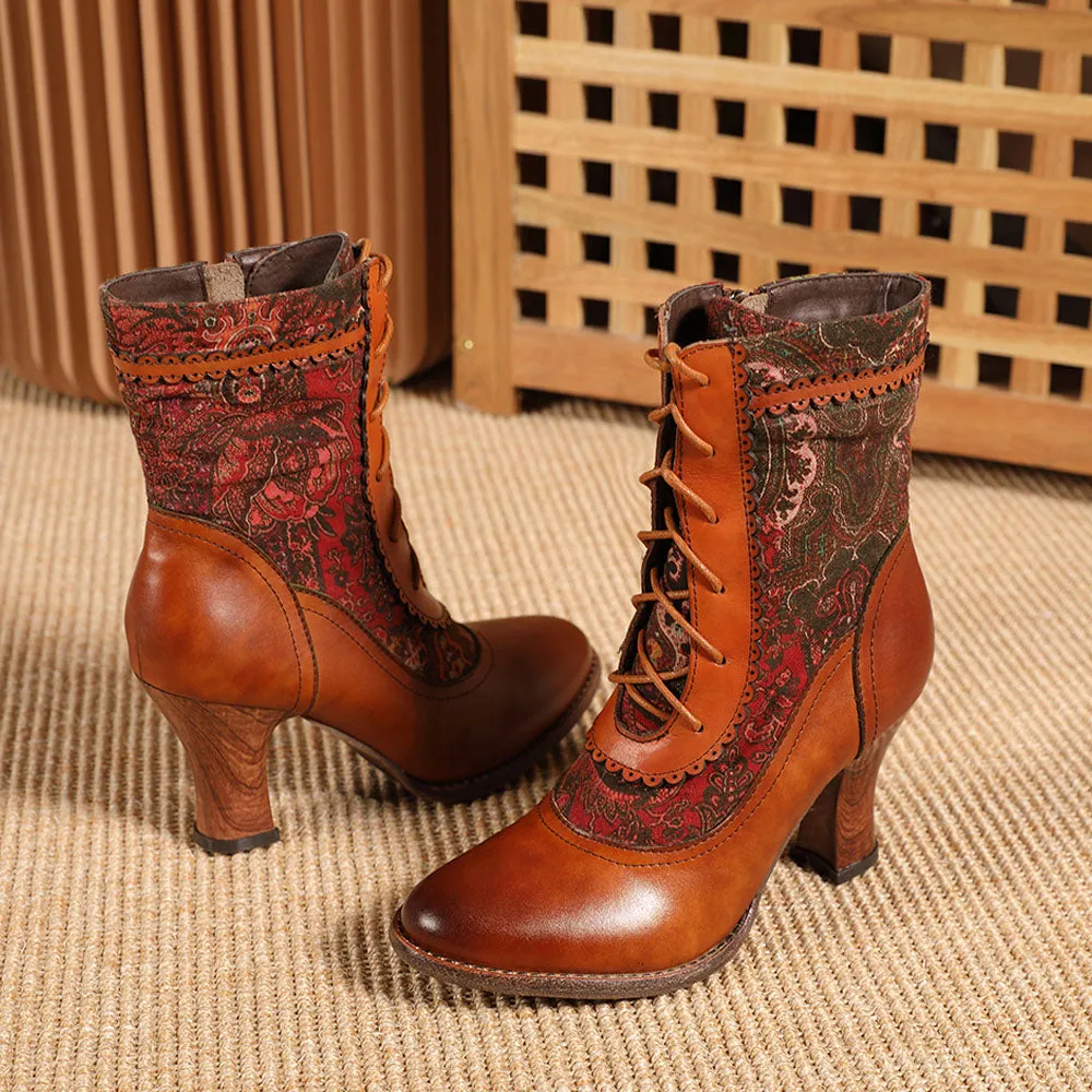 Brogues Handmade Leather High-heel Boots sold by superladystar product image thumbnail 2