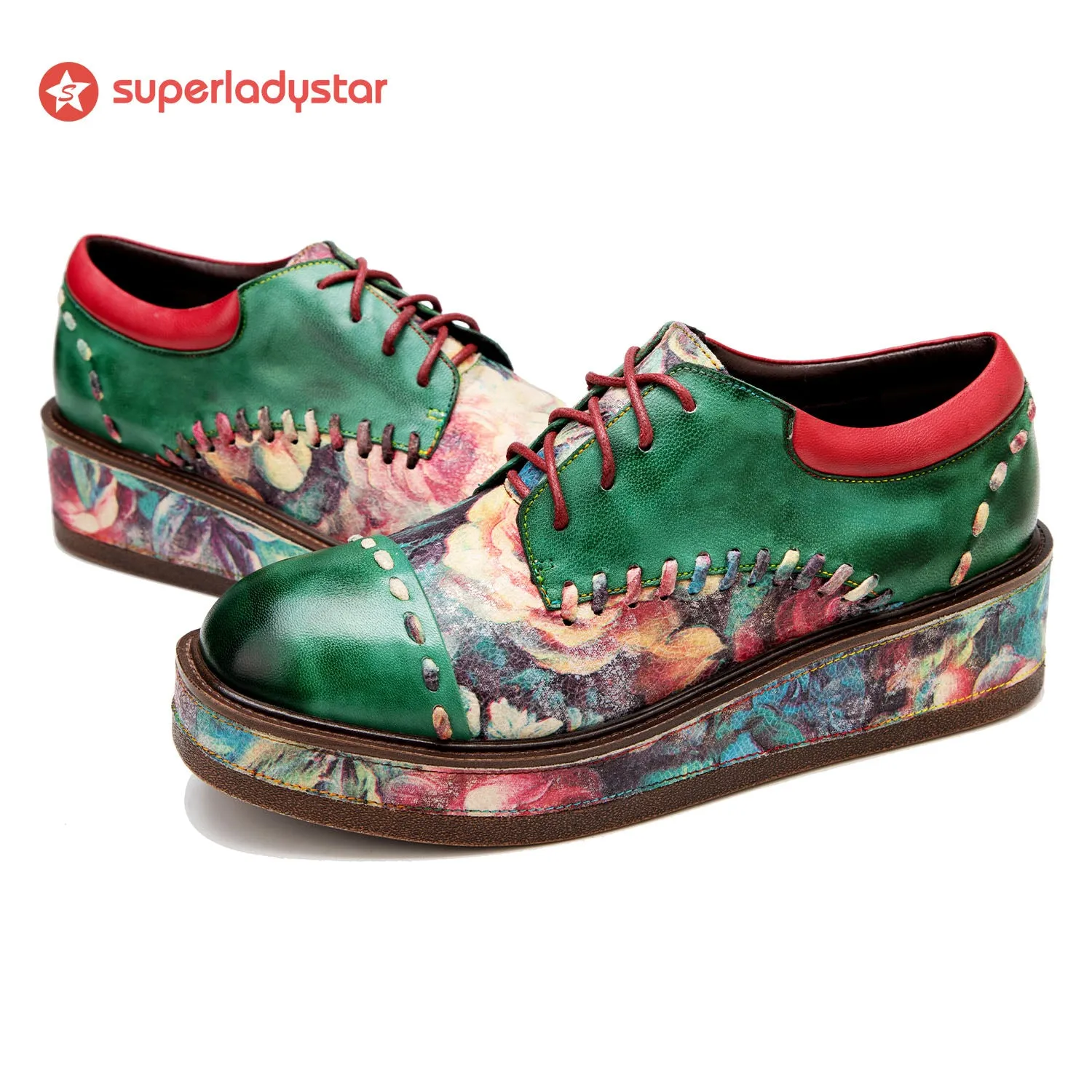 Vintage Comfy Casual Stitching Floral Oxfords Shoes sold by superladystar product image thumbnail 2