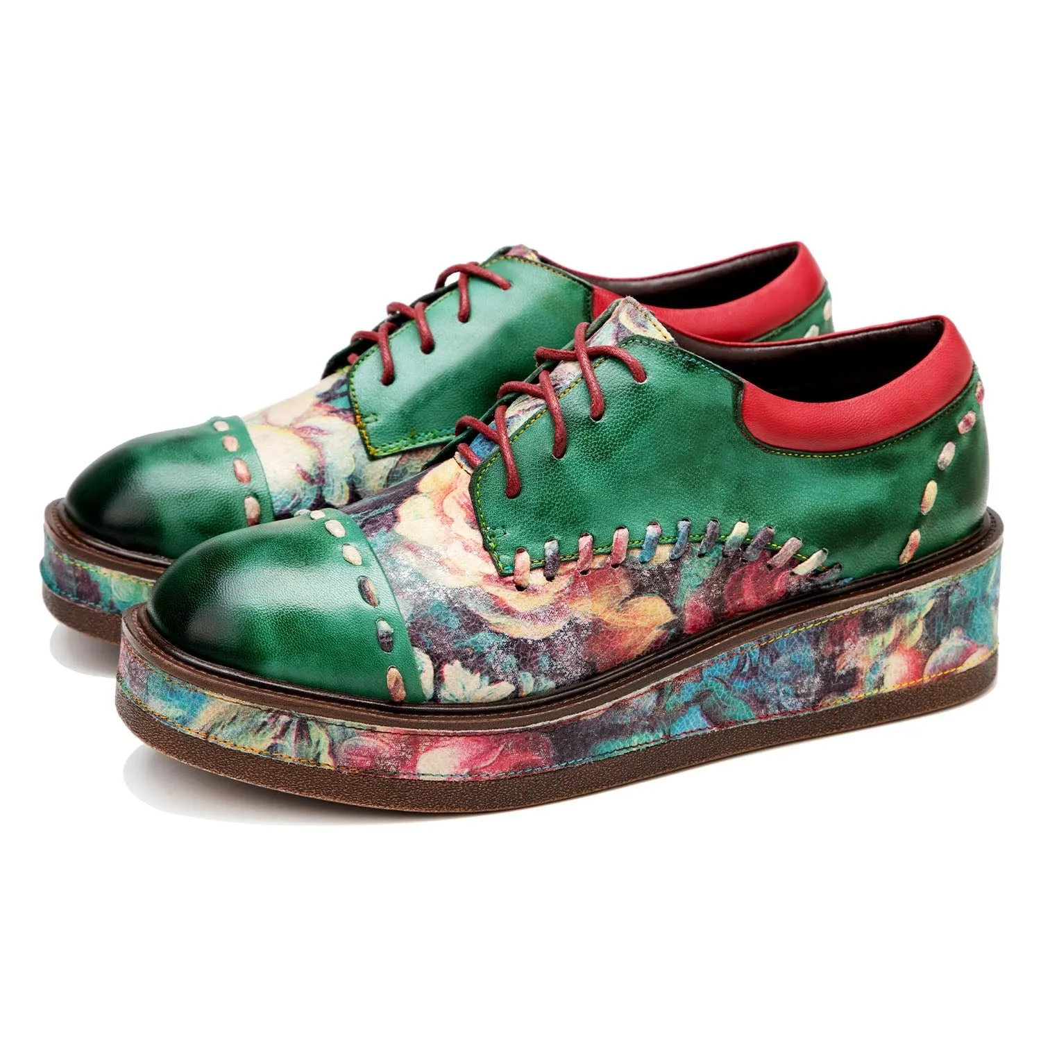 Vintage Comfy Casual Stitching Floral Oxfords Shoes sold by superladystar