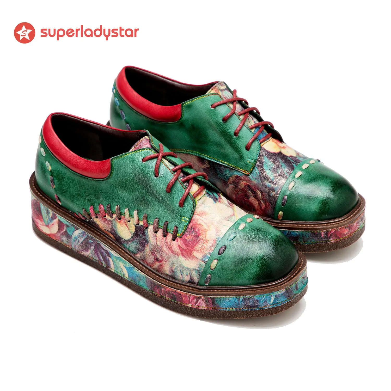 Vintage Comfy Casual Stitching Floral Oxfords Shoes sold by superladystar product image thumbnail 3