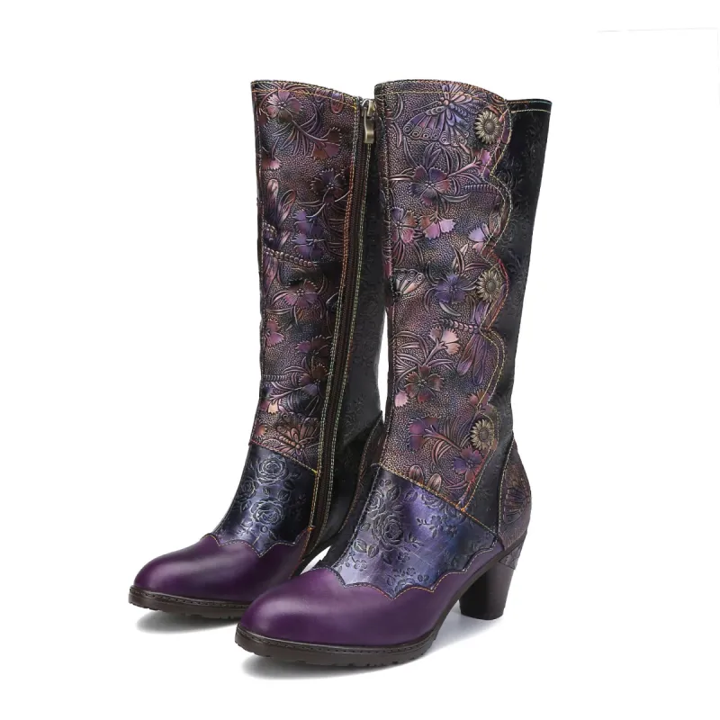 Warm Embossed Real Leather Button Boots sold by superladystar