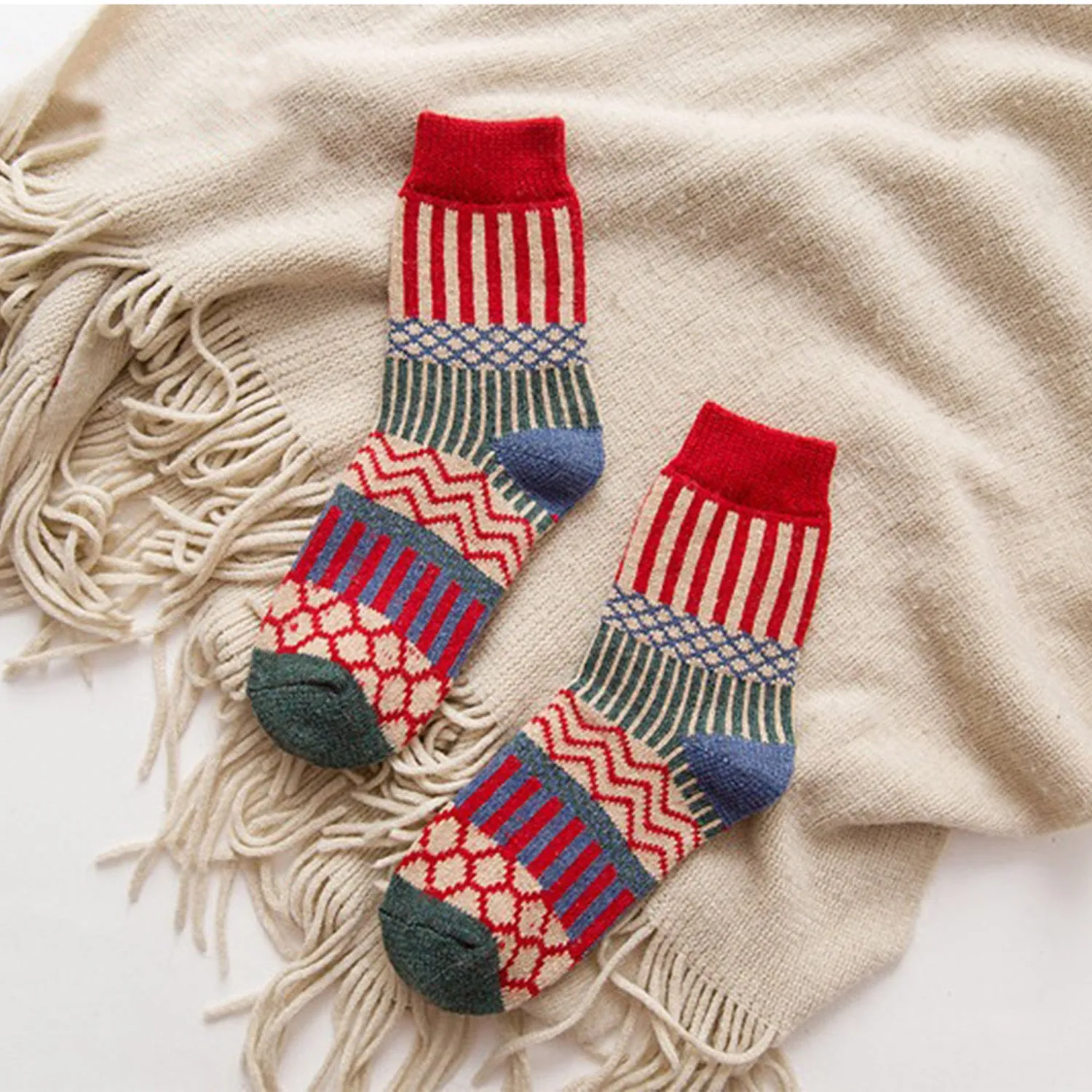 Retro Warm Vertical Stripes Socks sold by superladystar product image thumbnail 3