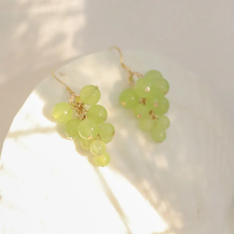 Cute Grape Earrings in Sweet Cyan Color sold by superladystar