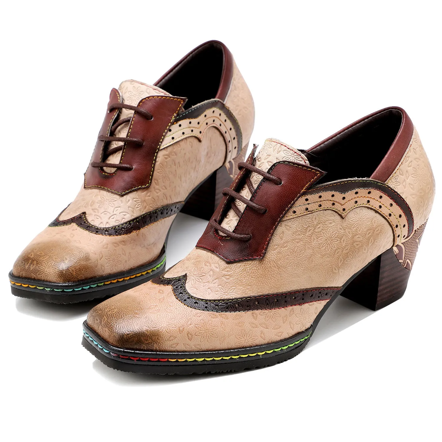 Bohemian Hand-printed Leather Pumps sold by superladystar product image thumbnail 4