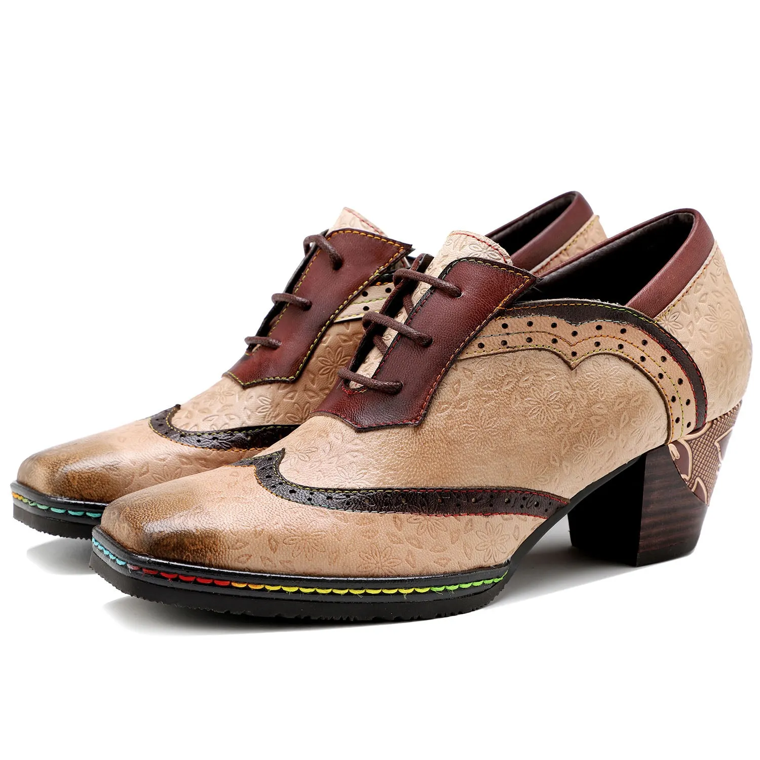 Bohemian Hand-printed Leather Pumps sold by superladystar