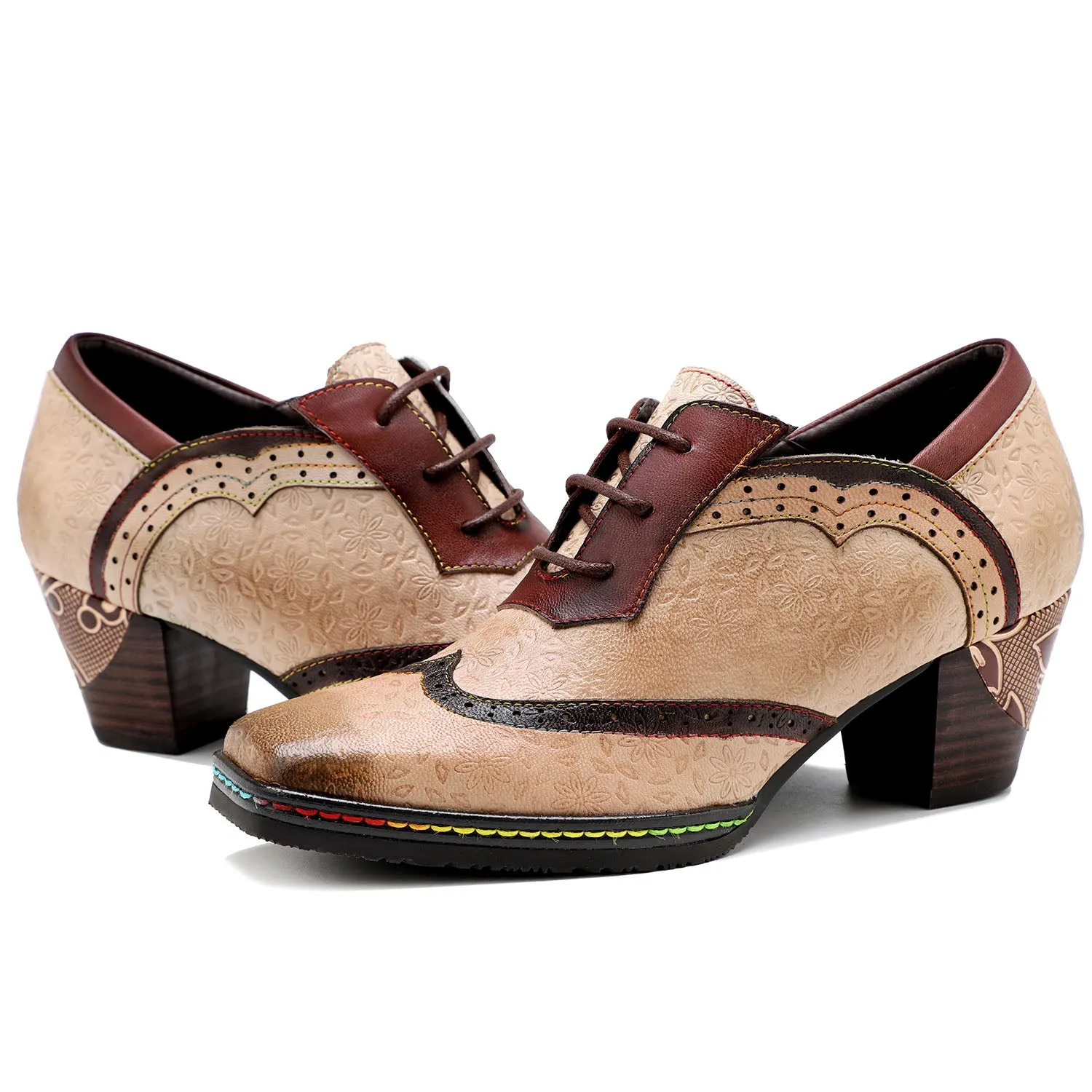 Bohemian Hand-printed Leather Pumps sold by superladystar product image thumbnail 2