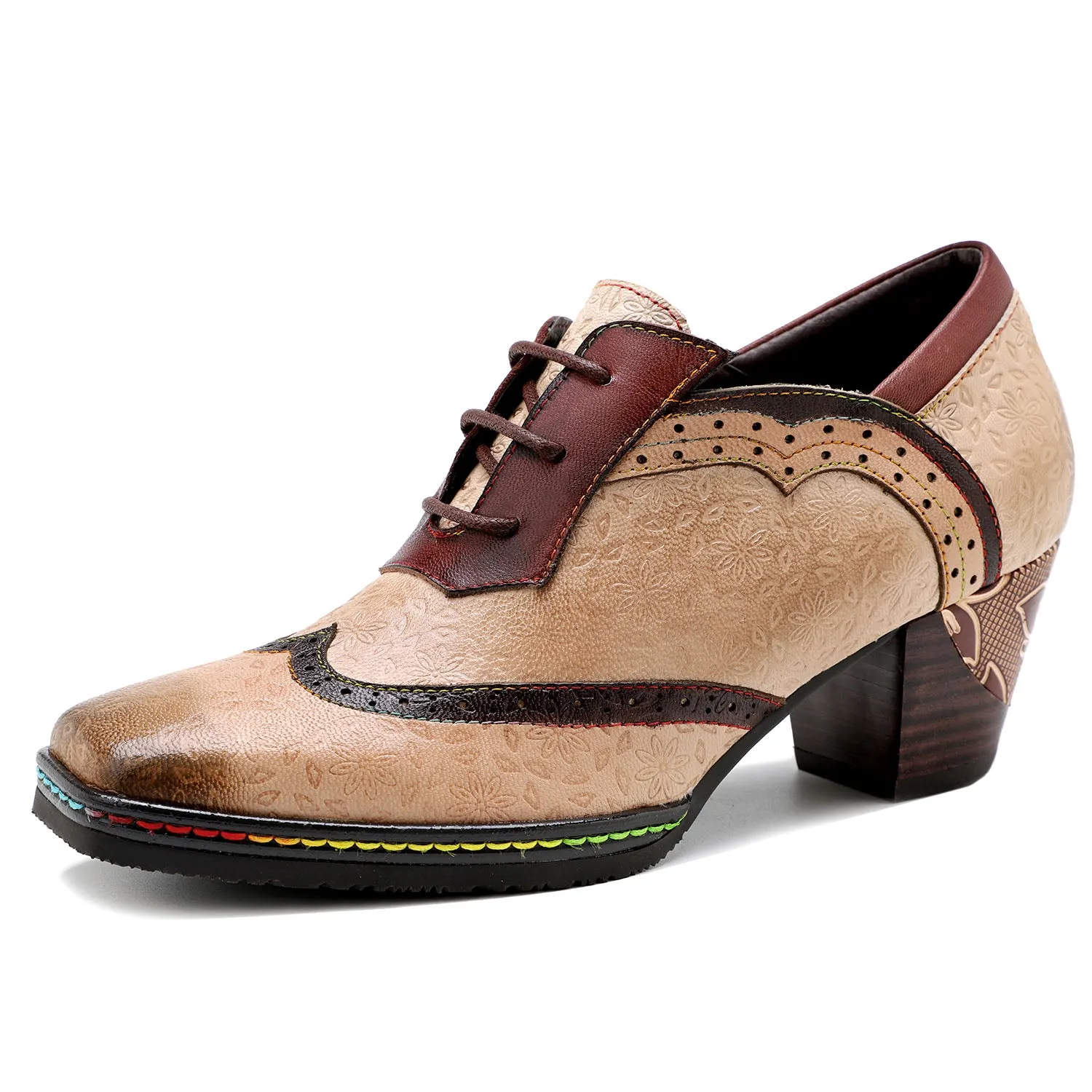 Bohemian Hand-printed Leather Pumps sold by superladystar product image thumbnail 5